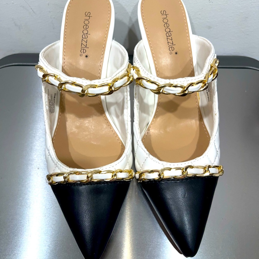 Quilted cap toe mules